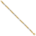 Leslie's 14K w/White Rhodium Polished Cable and Paperclip Link Bracelet - Image 2