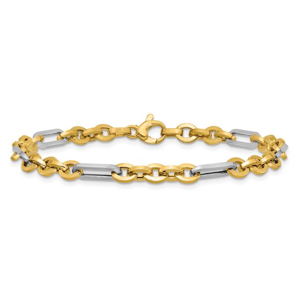 Leslie's 14K w/White Rhodium Polished Cable and Paperclip Link Bracelet - Image 3