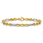 Leslie's 14K w/White Rhodium Polished Cable and Paperclip Link Bracelet - Image 3