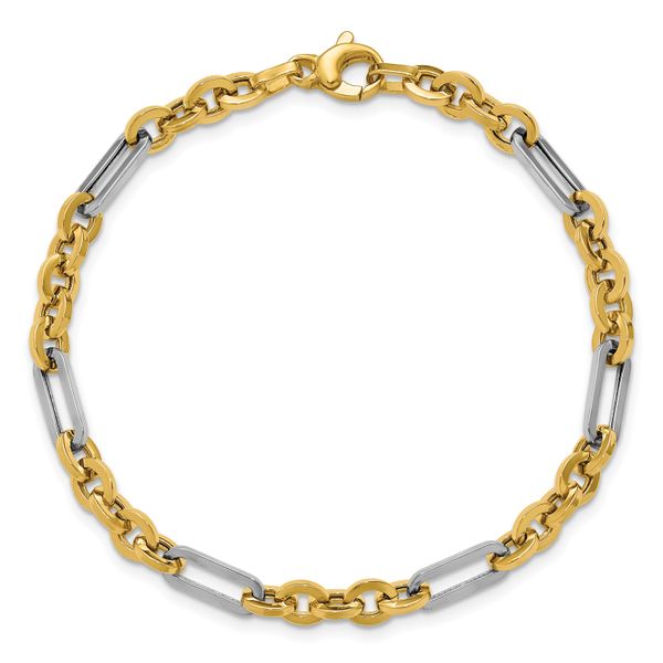Leslie's 14K w/White Rhodium Polished Cable and Paperclip Link Bracelet - Image 4