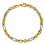 Leslie's 14K w/White Rhodium Polished Cable and Paperclip Link Bracelet - Image 4