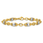 Leslie's 14K w/Wht Rhodium Polished Fancy Oval Men's Link Bracelet - Image 3