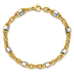 Leslie's 14K w/Wht Rhodium Polished Fancy Oval Men's Link Bracelet - Image 4