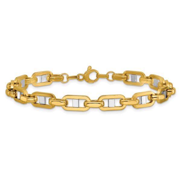 Leslie's 14K w/Wht RH Polished Fancy Flat Anchor Men's Link Bracelet - Image 3