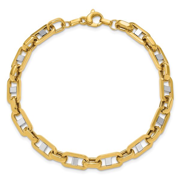 Leslie's 14K w/Wht RH Polished Fancy Flat Anchor Men's Link Bracelet - Image 4