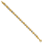 Leslie's 14K w/Wht Rhodium Polish Moveable Beaded Link Bracelet - Image 2