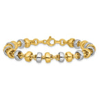 Leslie's 14K w/Wht Rhodium Polish Moveable Beaded Link Bracelet - Image 3
