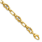 Leslie's 14K w/Wht RH Polished D/C Moveable Beaded Link Bracelet