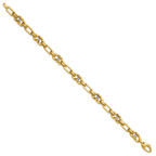 Leslie's 14K w/Wht RH Polished D/C Moveable Beaded Link Bracelet - Image 2