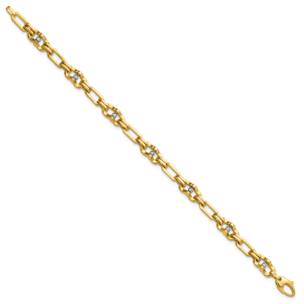 Leslie's 14K w/Wht RH Polished D/C Moveable Beaded Link Bracelet - Image 2
