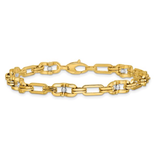 Leslie's 14K w/Wht RH Polished D/C Moveable Beaded Link Bracelet - Image 3