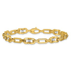 Leslie's 14K w/Wht RH Polished D/C Moveable Beaded Link Bracelet - Image 3