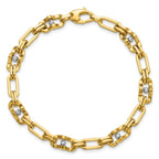 Leslie's 14K w/Wht RH Polished D/C Moveable Beaded Link Bracelet - Image 4