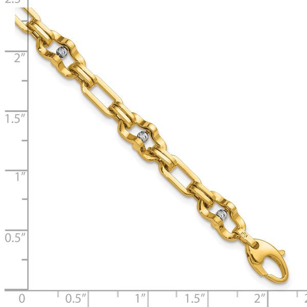 Leslie's 14K w/Wht RH Polished D/C Moveable Beaded Link Bracelet - Image 5