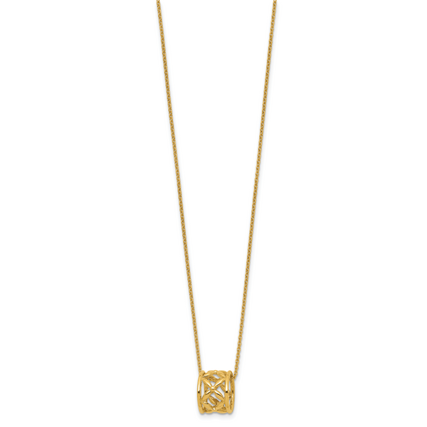 Leslie's 14K Polished Floral Bead with 1 Inch Ext. Necklace - Image 2