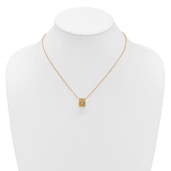 Leslie's 14K Polished Floral Bead with 1 Inch Ext. Necklace - Image 3