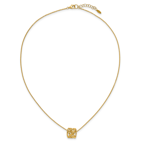 Leslie's 14K Polished Floral Bead with 1 Inch Ext. Necklace - Image 4