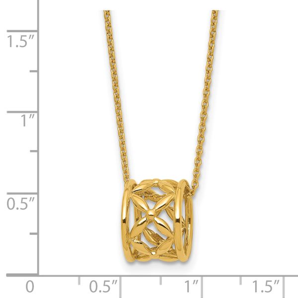 Leslie's 14K Polished Floral Bead with 1 Inch Ext. Necklace - Image 5
