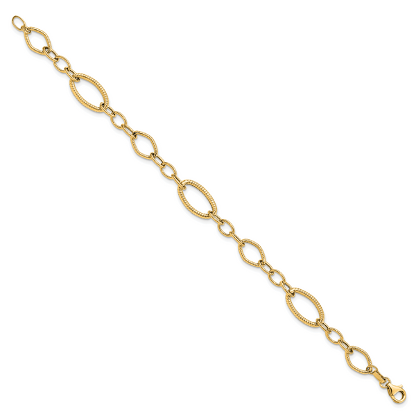 Leslie's 14K Polished and Textured Link Bracelet - Image 2