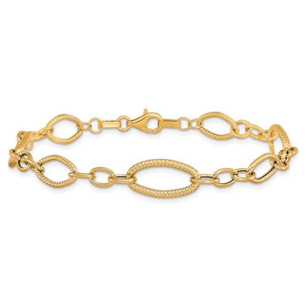 Leslie's 14K Polished and Textured Link Bracelet - Image 3
