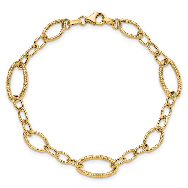 Leslie's 14K Polished and Textured Link Bracelet - Image 4