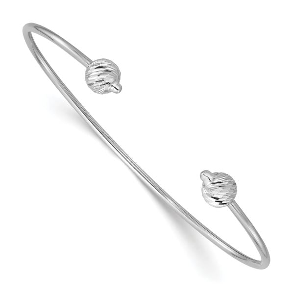 Leslie's 14K White Gold Polished with D/C Beads Cuff Bangle
