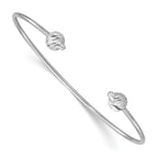 Leslie's 14K White Gold Polished with D/C Beads Cuff Bangle
