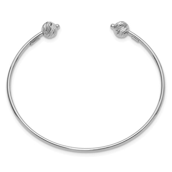 Leslie's 14K White Gold Polished with D/C Beads Cuff Bangle - Image 2