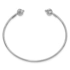 Leslie's 14K White Gold Polished with D/C Beads Cuff Bangle - Image 2