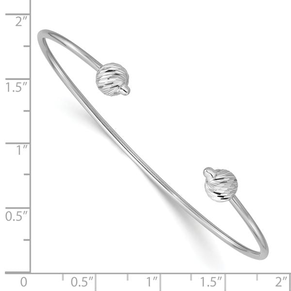 Leslie's 14K White Gold Polished with D/C Beads Cuff Bangle - Image 3