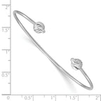 Leslie's 14K White Gold Polished with D/C Beads Cuff Bangle - Image 3