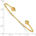 Leslie's 14K Polished with Diamond-cut Beads Cuff Bangle - Image 3