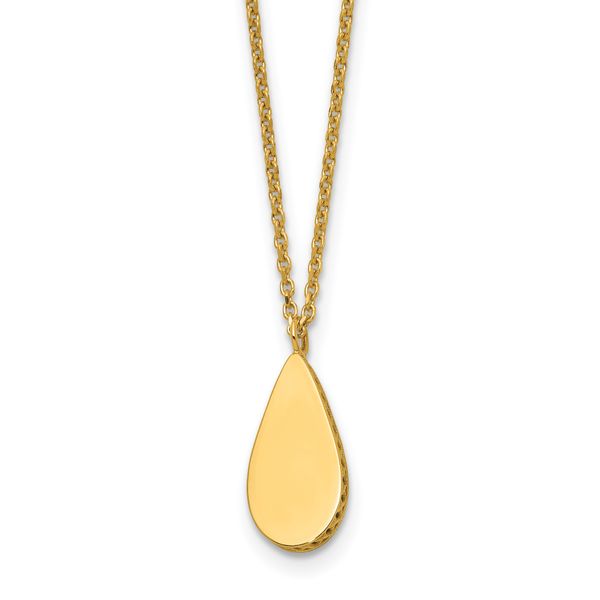 Leslie's 14K Polished and Satin Teardrop w/ 1.25in Ext. Necklace
