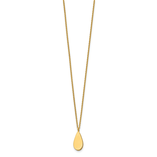 Leslie's 14K Polished and Satin Teardrop w/ 1.25in Ext. Necklace - Image 2