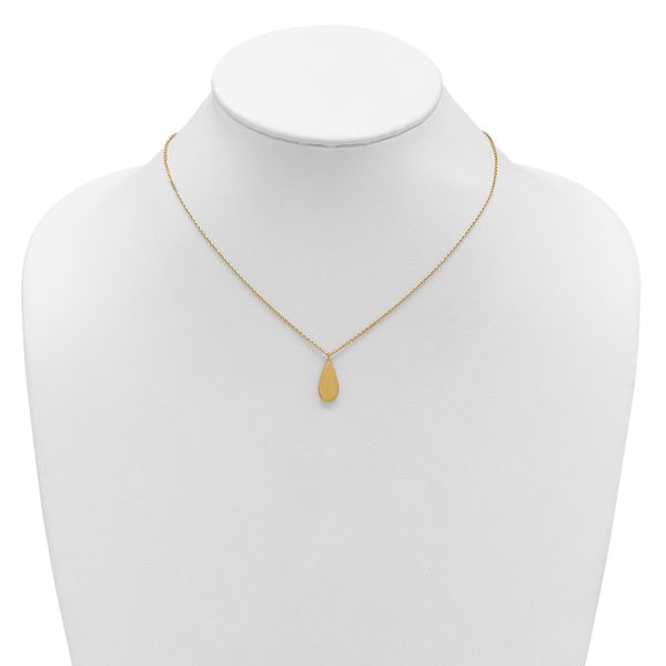 Leslie's 14K Polished and Satin Teardrop w/ 1.25in Ext. Necklace - Image 3