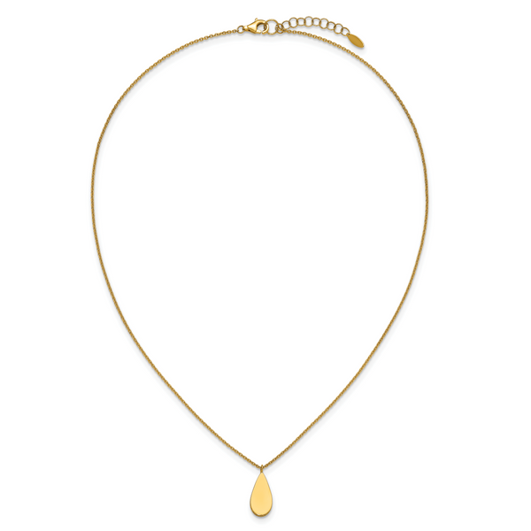 Leslie's 14K Polished and Satin Teardrop w/ 1.25in Ext. Necklace - Image 4