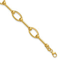 Leslie's 14K Polished Bar and Oval Link w/ .5in Ext. Bracelet