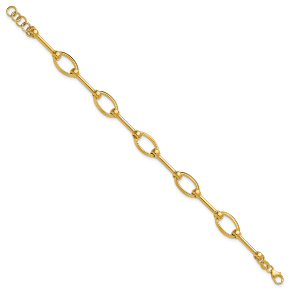 Leslie's 14K Polished Bar and Oval Link w/ .5in Ext. Bracelet - Image 2
