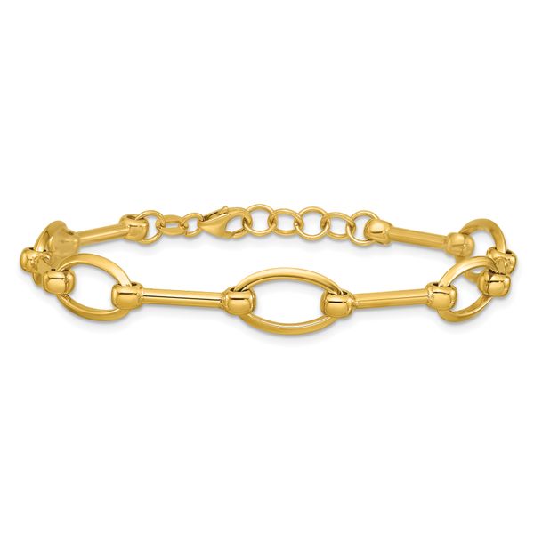 Leslie's 14K Polished Bar and Oval Link w/ .5in Ext. Bracelet - Image 3