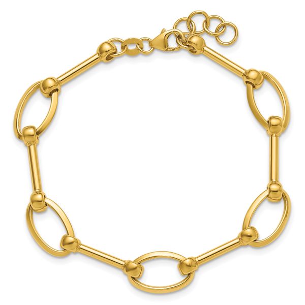 Leslie's 14K Polished Bar and Oval Link w/ .5in Ext. Bracelet - Image 4