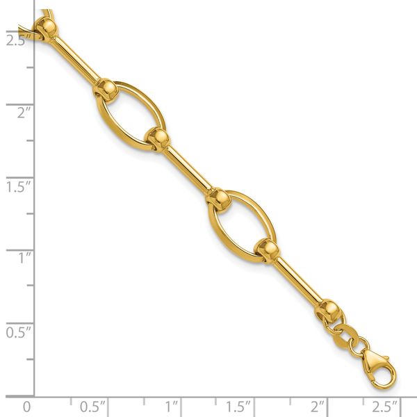 Leslie's 14K Polished Bar and Oval Link w/ .5in Ext. Bracelet - Image 5