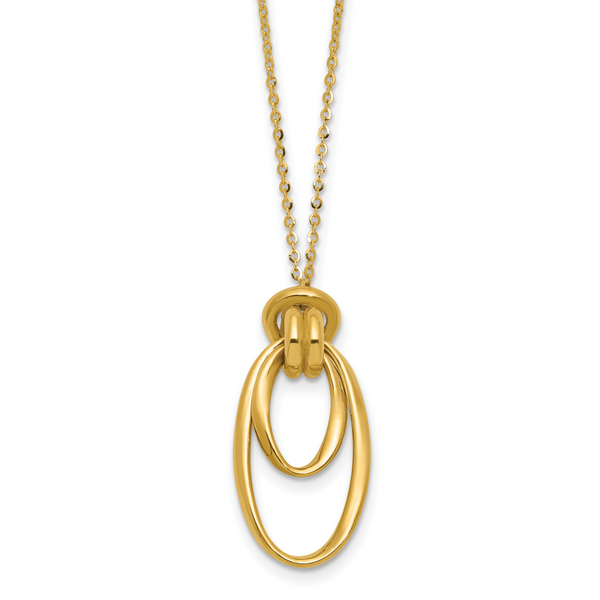 Leslie's 14K Polished Fancy Ovals with 2in Ext. Necklace