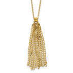 Leslie's 14K Polished Fancy Curb Link Tassle w/ 2in Ext. Necklace