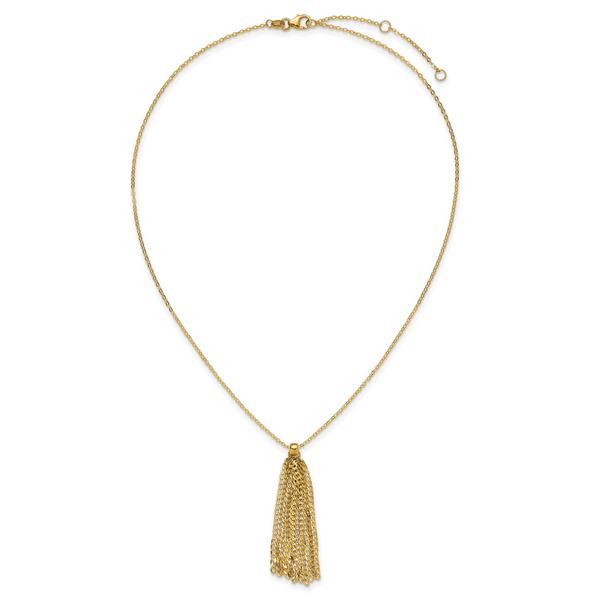 Leslie's 14K Polished Fancy Curb Link Tassle w/ 2in Ext. Necklace - Image 4