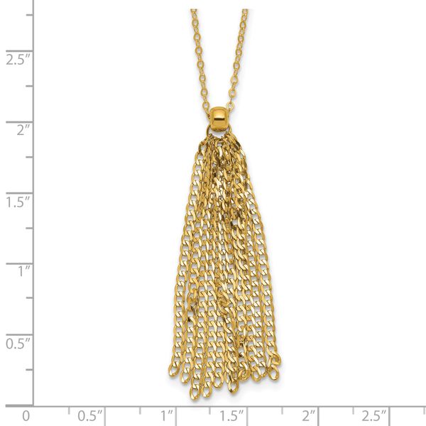 Leslie's 14K Polished Fancy Curb Link Tassle w/ 2in Ext. Necklace - Image 5