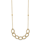 Leslie's 14K Two-tone Pol/Texture/Dia-cut Oval w/ 1in Ext. Necklace - Image 2