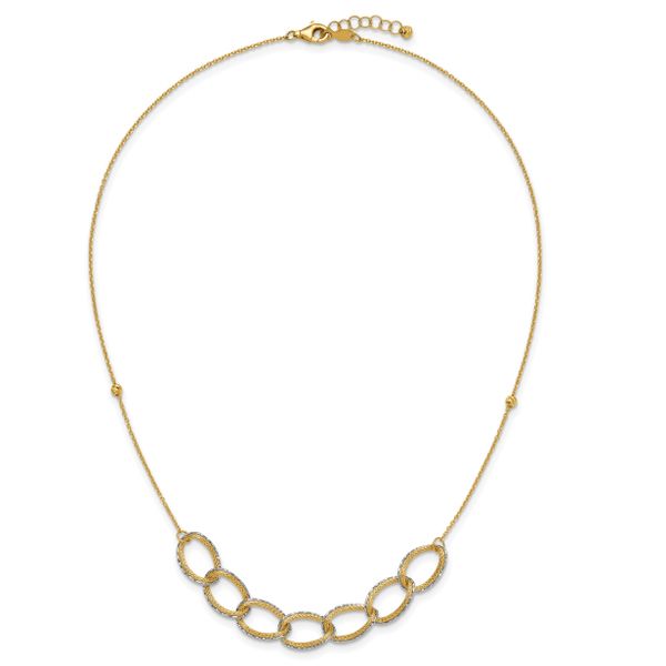Leslie's 14K Two-tone Pol/Texture/Dia-cut Oval w/ 1in Ext. Necklace - Image 4
