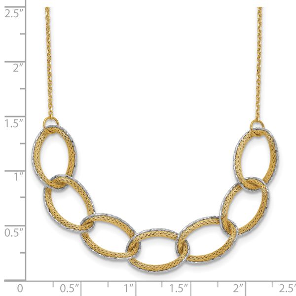 Leslie's 14K Two-tone Pol/Texture/Dia-cut Oval w/ 1in Ext. Necklace - Image 5