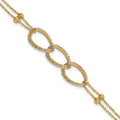 Leslie's 14KTT Pol/Texture/Dia-cut 2-Strand Oval w/.5in Ext. Bracelet