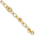 Leslie's 14K Polished/Texture/Dia-cut Fancy w/.75in Ext. Bracelet